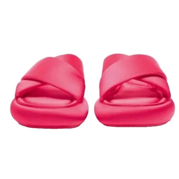 NWT ZARA fuscia criss cross satin flat sandals 37/6.5 - Picture 3 of 12